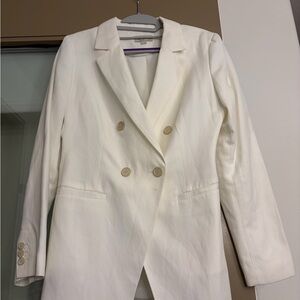 LOFT White Double-Breasted Blazer Women